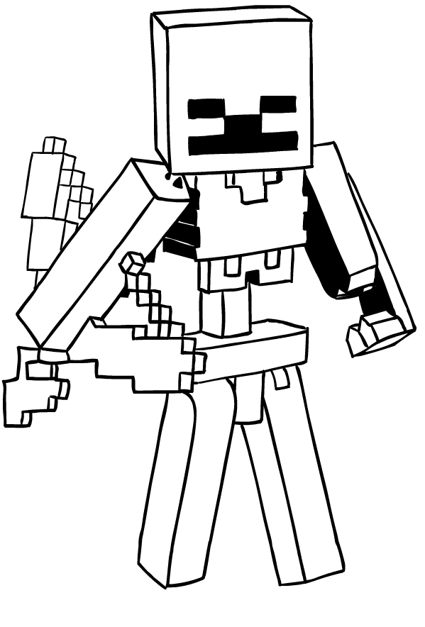 Kolorowanka straszny szkielet minecraft Kolorowanka straszny szkielet minecraft